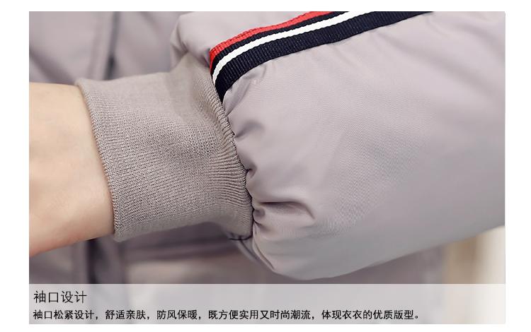 JEANE-SUNP 2016年冬季通勤纯色拉链棉服长袖中长款修身大口袋高仿毛领棉衣