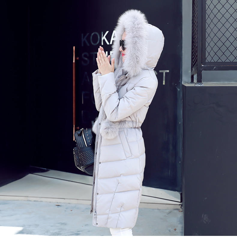 JEANE-SUNP 2016冬季新品中长款大毛领连帽加厚羽绒服韩国显瘦女士外套羽绒衣