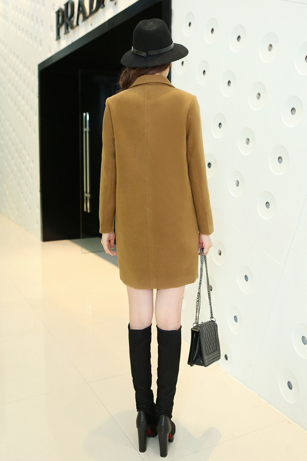 JEANE-SUNP 2016新款女装韩版中长款时尚修身毛呢外套女冬毛领韩范呢子大衣