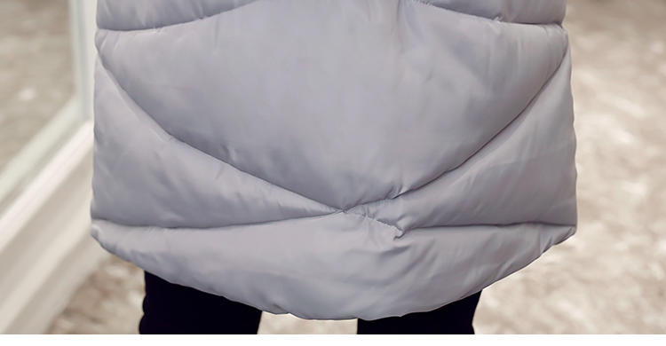 JEANE-SUNP 2016年冬季中长款修身纯色时尚气质棉衣拉链大毛领