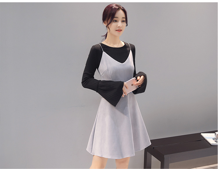 JEANE-SUNP 2016秋季新款韩版OL气质连衣裙套装大码女装显瘦背心裙外套两件套