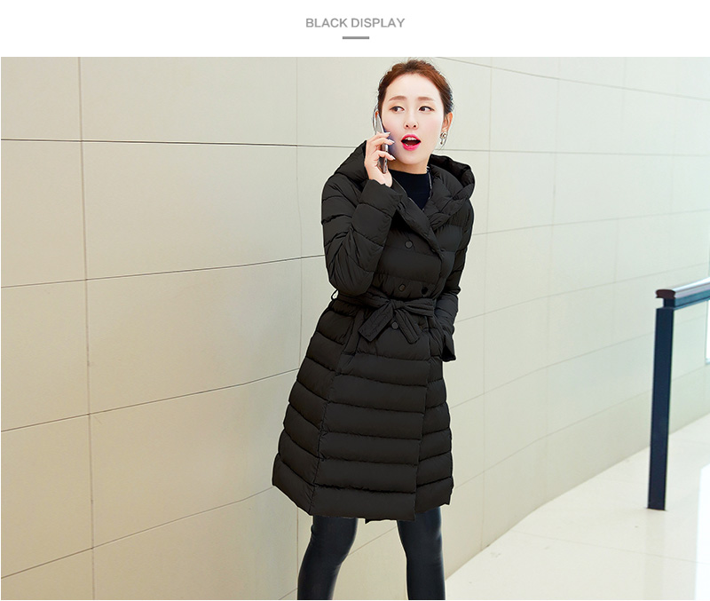 JEANE-SUNP 2016年冬季韩版长袖时尚外套中长款甜美斗篷型纯色收腰棉服