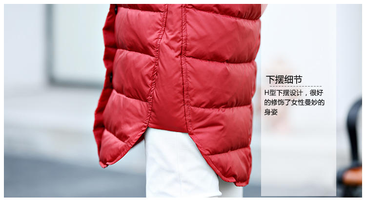 JEANE-SUNP 2016冬季新款潮流撞色中长款通勤知性女士羽绒服保暖外套大衣