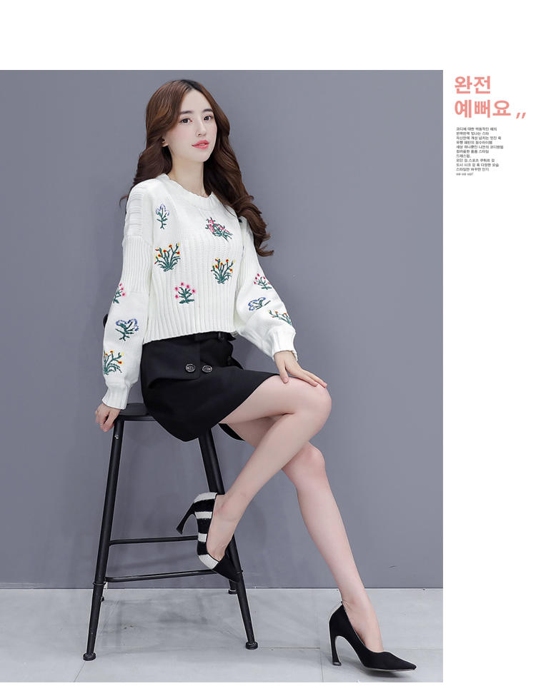 JEANE-SUNP 2016年冬季套装韩版时尚女装圆领长袖绣花套裙