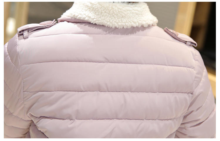 JEANE-SUNP 2016年冬季扣口袋修身短款长袖单排扣纯色棉衣/棉服