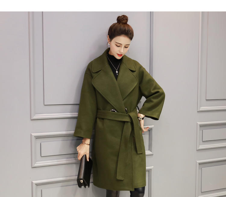 JEANE-SUNP 2016秋冬新款韩版中长款毛呢外套宽松显瘦茧型加厚呢子大衣女