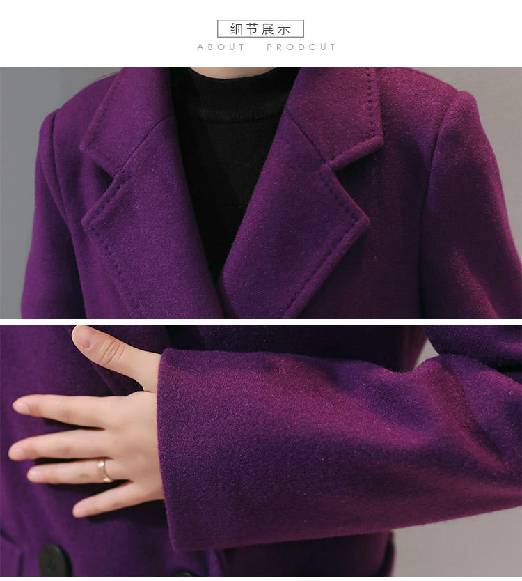 JEANE-SUNP 2016秋冬季新款韩版女装修身时尚大衣中长款毛呢外套女西装潮显瘦