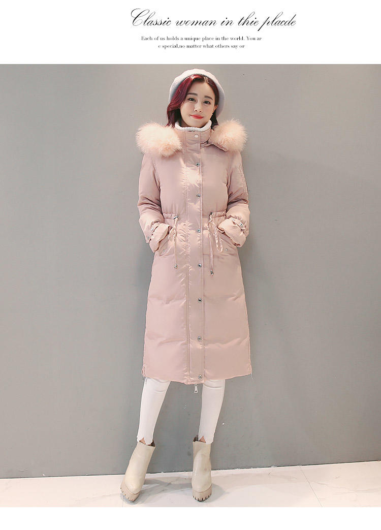 JEANE-SUNP 2016新款冬装韩版大毛领中长款羽绒服女加厚修身收腰外套羽绒衣