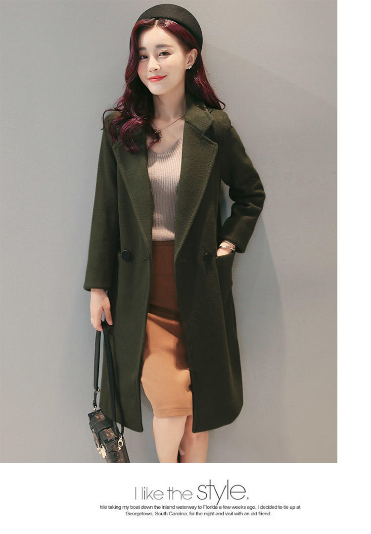 JEANE-SUNP 2016秋冬季新款韩版女装修身时尚大衣中长款毛呢外套女西装潮显瘦