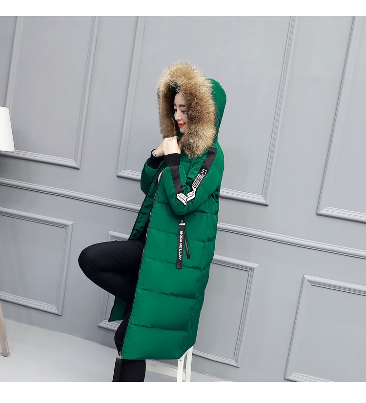 JEANE-SUNP 2016冬季新款韩版中长款宽松显瘦加厚貉子毛领连帽羽绒服女外套潮