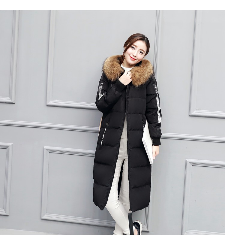 JEANE-SUNP 2016冬季新款韩版中长款宽松显瘦加厚貉子毛领连帽羽绒服女外套潮