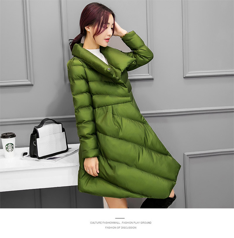 JEANE-SUNP 冬装新款韩版女装中长款不规则下摆时尚显瘦棉服外套女棉衣潮