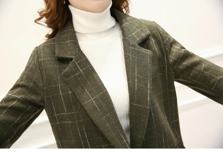 JEANE-SUNP 2016年冬季长袖中长款修身时尚单排扣甜美毛呢外套