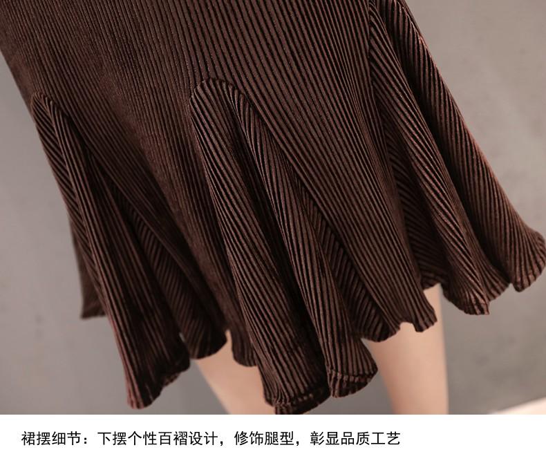 JEANE-SUNP 冬季连衣裙长袖中长款韩版气质修身显瘦加厚打底裙