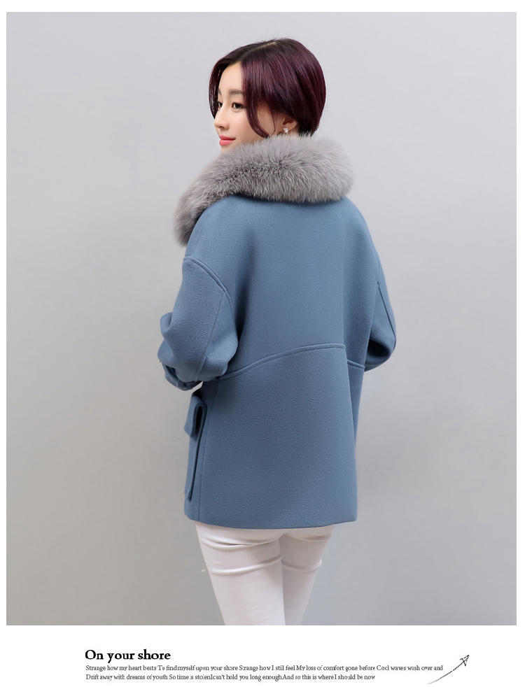 JEANE-SUNP 秋冬装韩版新款短款双排扣毛呢外套女冬季修身羊毛呢子大衣潮