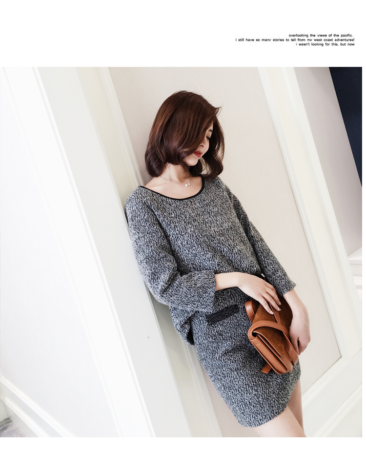 JEANE-SUNP 春秋新款韩版时尚休闲七分袖包臀裙套装女两件套