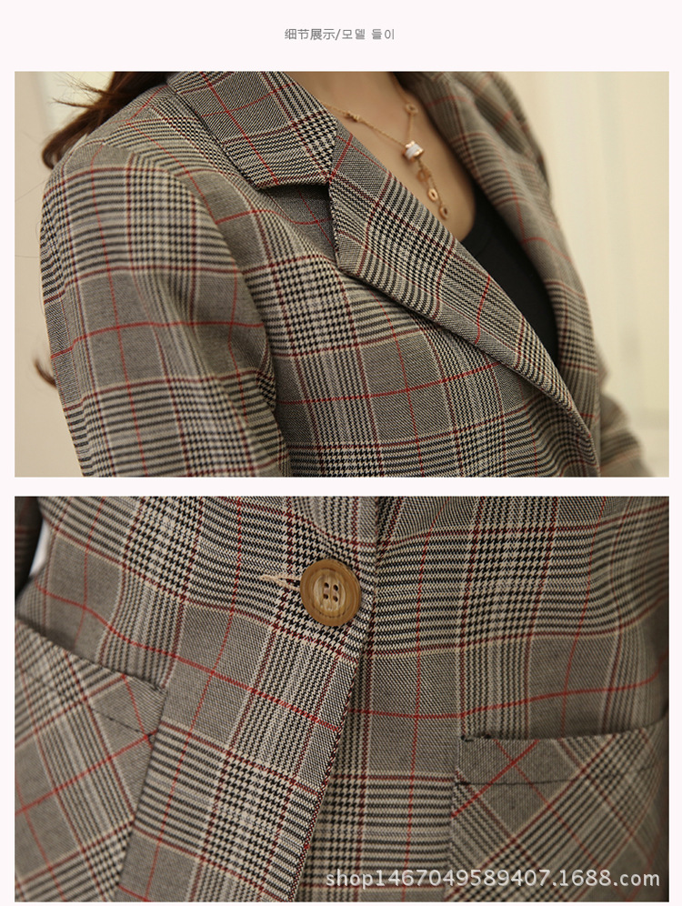 JEANE-SUNP 春季时尚气质潮流优雅知性修身短款长袖小西装两件套