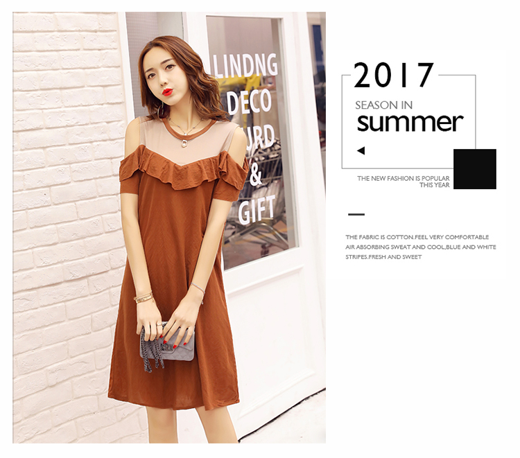 JEANE-SUNP 夏季套头高腰圆领无袖纯色甜美时尚优雅连衣裙