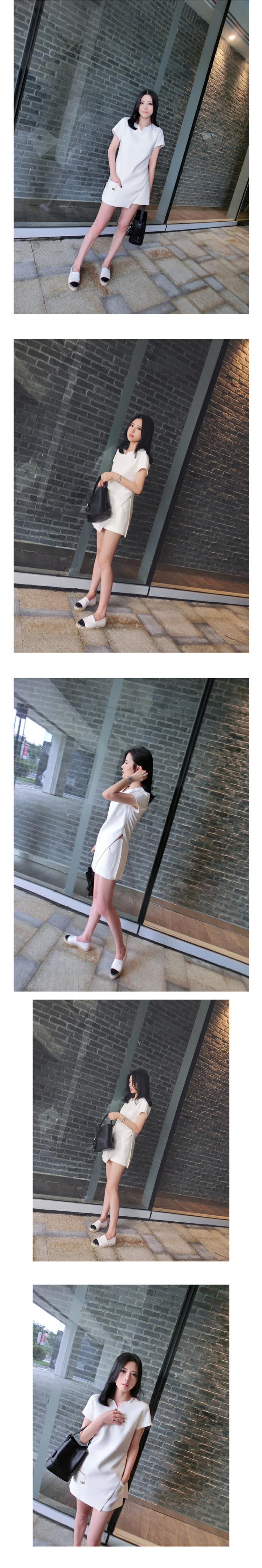 JEANE-SUNP 夏装新款女装潮白色连衣裙夏季名媛不规则性感短裙子