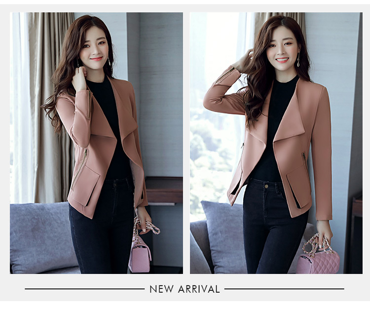 JEANE-SUNP 秋装新款韩版韩版修身大码风衣女士长袖短款小西装外套上衣潮