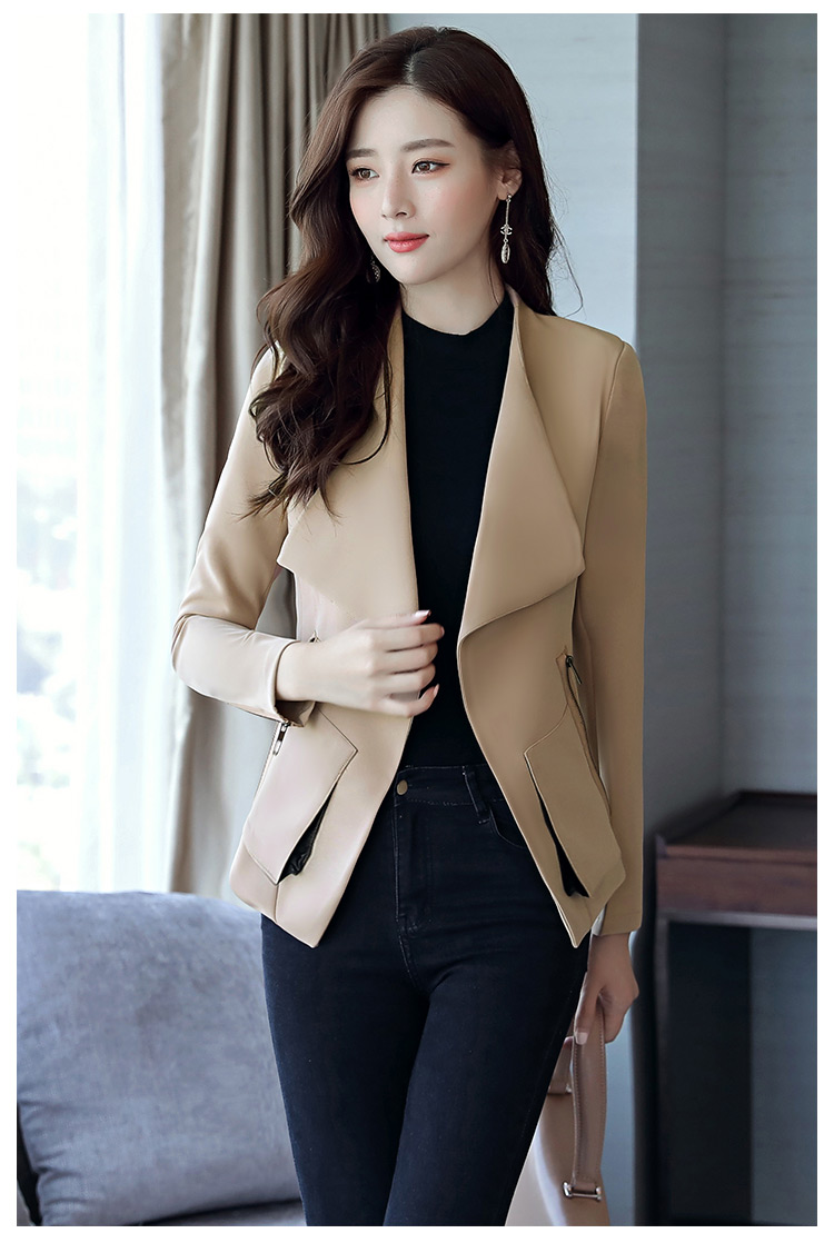 JEANE-SUNP 秋装新款韩版韩版修身大码风衣女士长袖短款小西装外套上衣潮