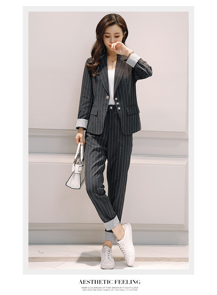 JEANE-SUNP 秋季新款时尚气质名媛职业套装女秋装套裤韩版时髦休闲两件套