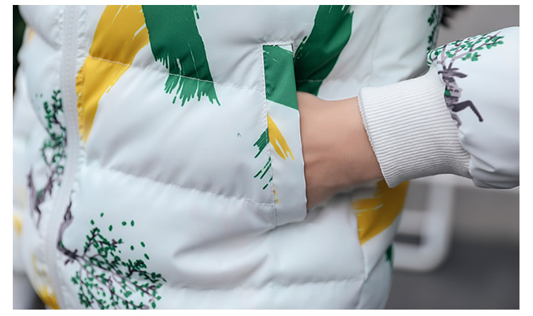 JEANE-SUNP 冬装新品韩版花色短款棉衣女修身显瘦棒球服外套学生小棉袄潮