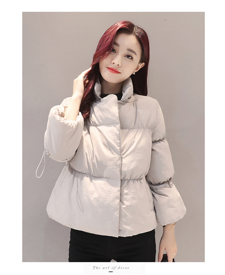 JEANE-SUNP 冬季新款韩版羽绒棉服加厚棉袄学生纯色修身长袖棉衣女短款外套潮