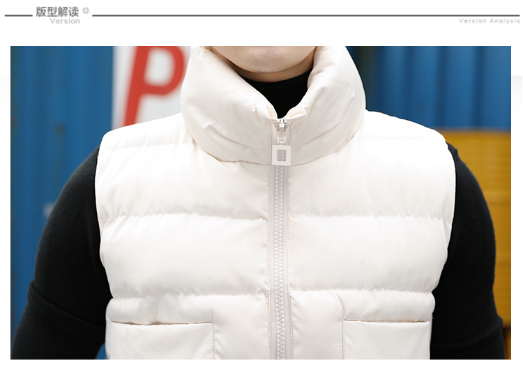 JEANE-SUNP 冬季原创设计韩版百搭气质时尚休闲修身短款拉链高领纯色马夹