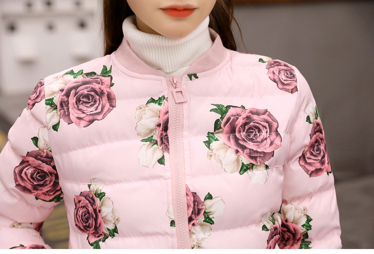 JEANE-SUNP 冬装新品韩版短款棉衣女印花羽绒棉服加厚棒球服学生外套棉袄