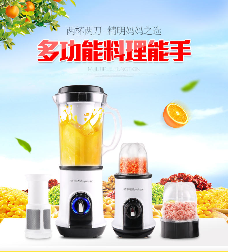 荣事达 RZ-228K料理机多功能水果汁机家用绞肉榨汁豆浆原汁搅拌机