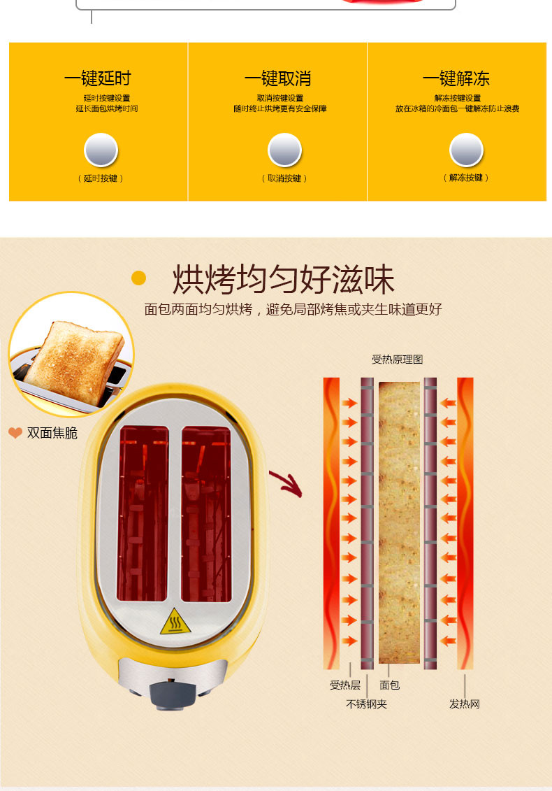 荣事达多士炉 DS-DS88家用迷你面包机不锈钢烘焙机