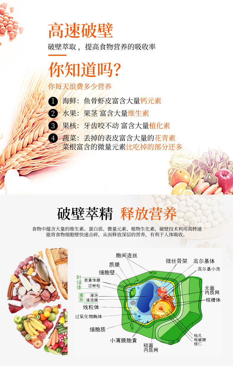 荣事达RZ-0808L破壁机家用加热多功能全自动料理机