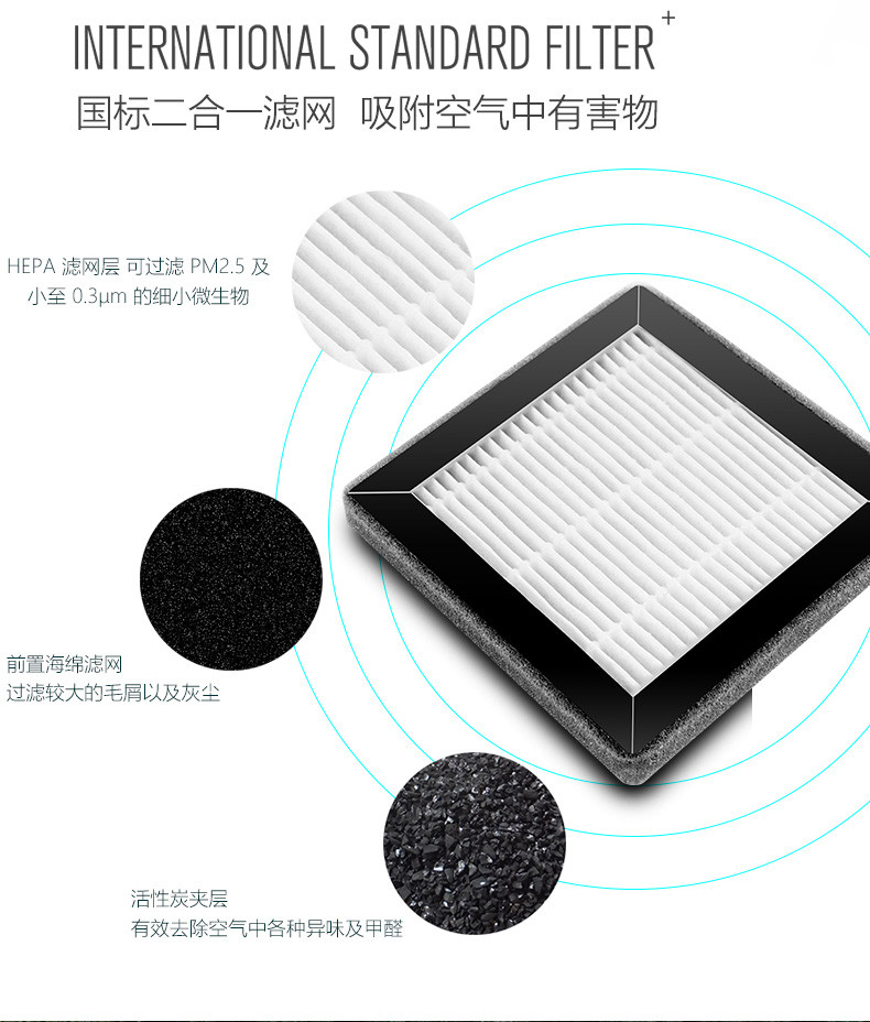 荣事达RS-JC189R空气净化器家用小型除甲醛卧室室内生活负离子呼吸便携式