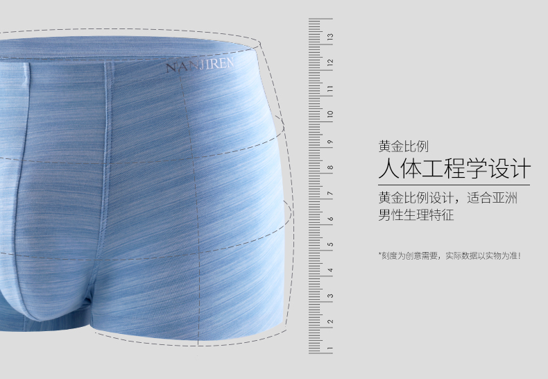 【长沙馆】南极人（Nanjiren）男士内裤 夏季一片式冰丝中腰平角裤 长沙县