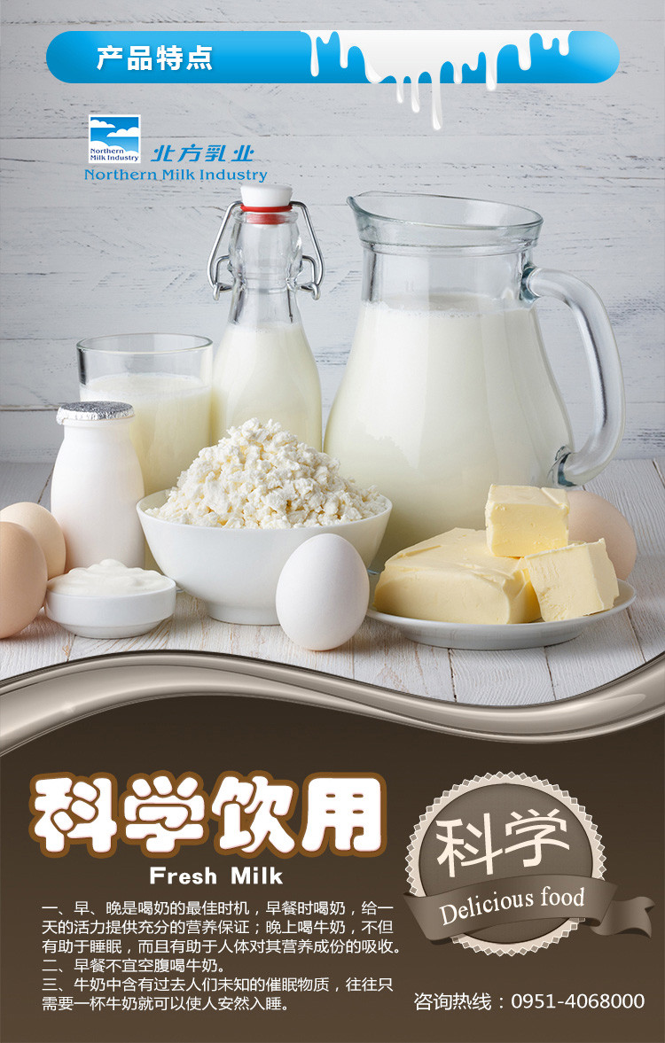 银泉 北方乳业纯牛奶 全脂早餐奶243ml×24瓶/箱