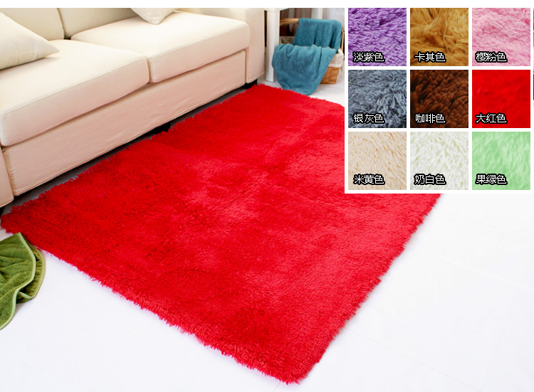红兔子超顺滑加厚丝毛 客厅地毯 茶几地毯 卧室地毯 80*120cm香槟色
