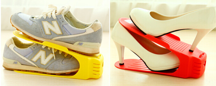 一体式鞋架收纳鞋架简易塑料鞋架双层鞋架 颜色随机
