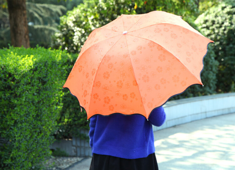 太阳伞遮阳伞 防紫外线雨伞防晒彩虹伞 橙色