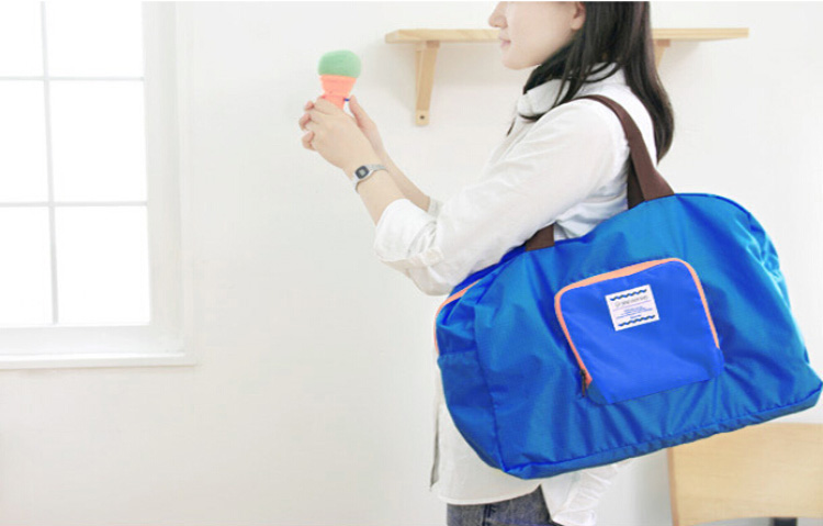 韩国旅行可折叠收纳包购物袋防水单肩包收纳袋 颜色随机