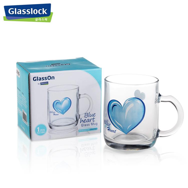 三光云彩（GLASSLOCK） 蓝色玻璃心卡通玻璃小把杯 PG945 270ml