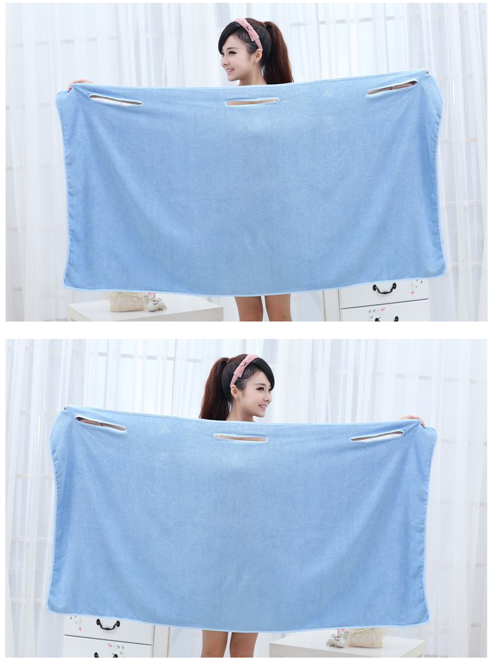 浴巾 情侣浴袍 可穿的浴巾浴衣浴袍 140*70cm 蓝色