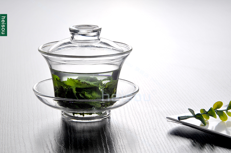 HEISOU 耐热玻璃盖碗功夫茶具 玻璃茶具 玻璃杯