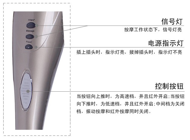 恒生 红外线大力王按摩器多功能 颈部腰部腿部全身电动按摩棒捶