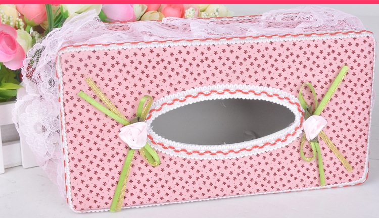 文博 田园蕾丝欧式创意纸巾盒 车用家用可爱纸巾盒 颜色随机