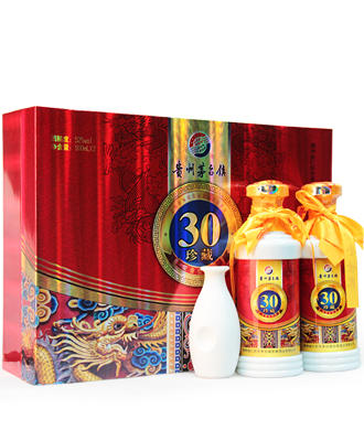 茅台镇世家白酒礼盒 30珍藏品52度500ml*2浓香型