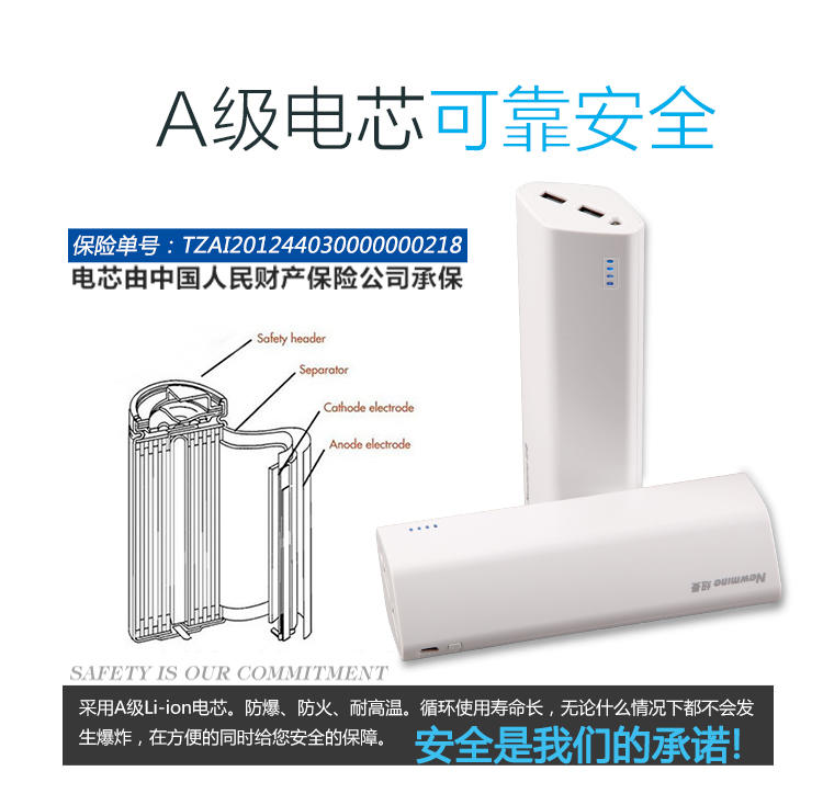 （包邮）纽曼（Newmine）B200 20000毫安 双USB输出 移动电源/充电宝 白色