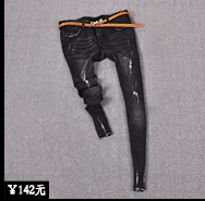 新款韩版牛仔背带裤宽松大码高腰排扣牛仔裤女九分裤长裤