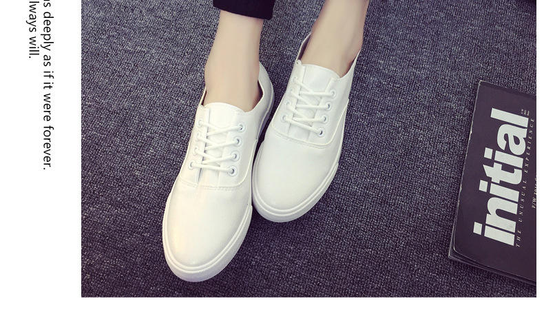  2016春季新品真皮女鞋白色平跟平底小白鞋优质PU学生鞋系带板鞋女
