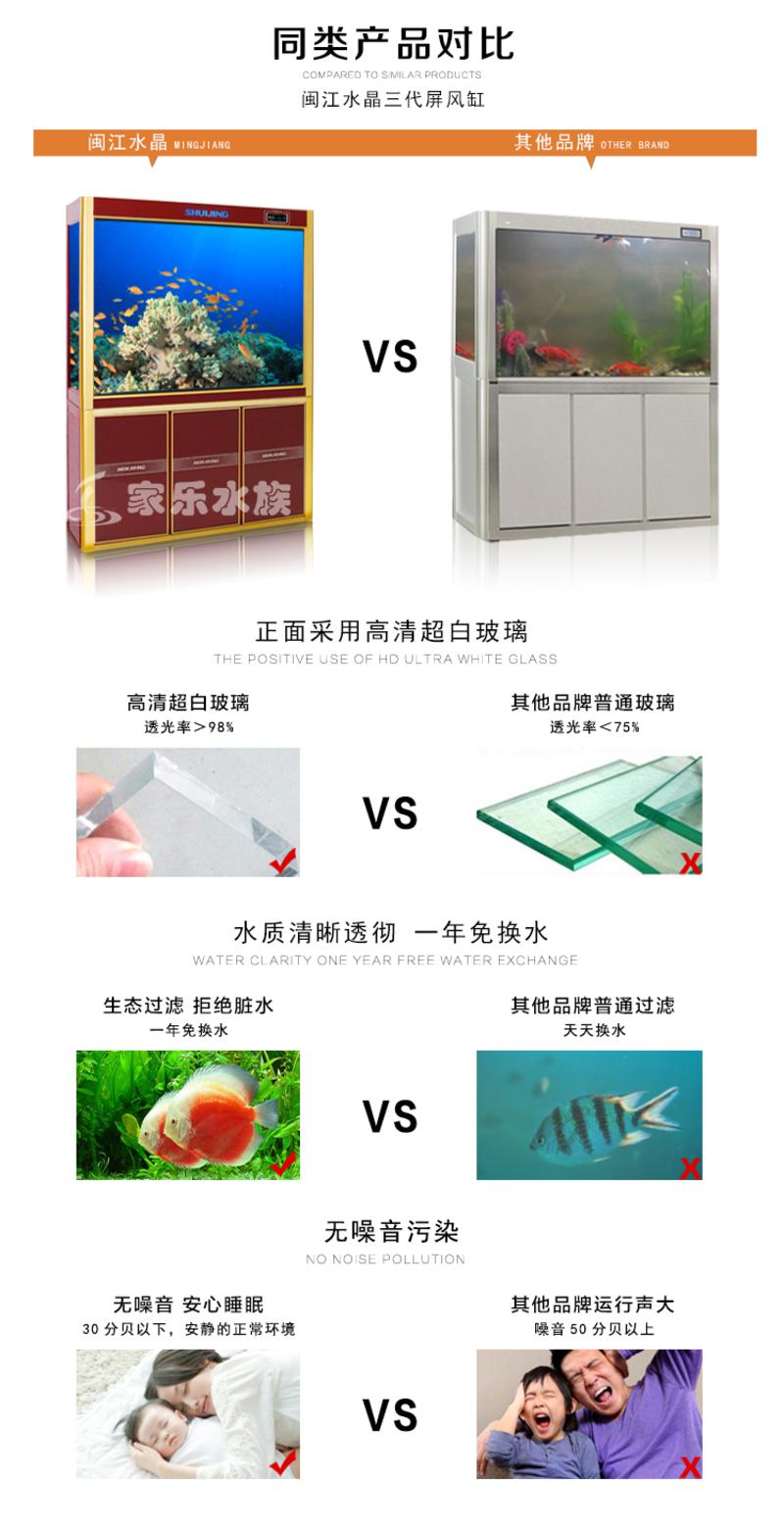 闽江鱼缸水族箱中型1.0米玄关隔断封闭式玻璃生态底滤屏风鱼缸